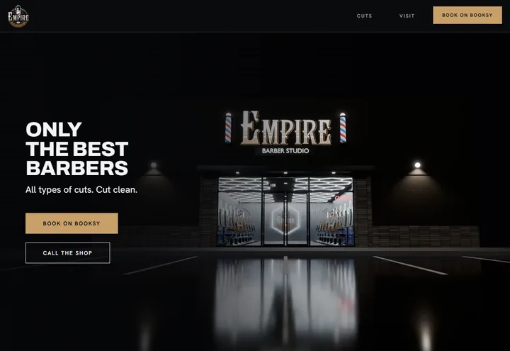 Empire Barber Studio, barbershop, fayetteville: an example site made with PressUp