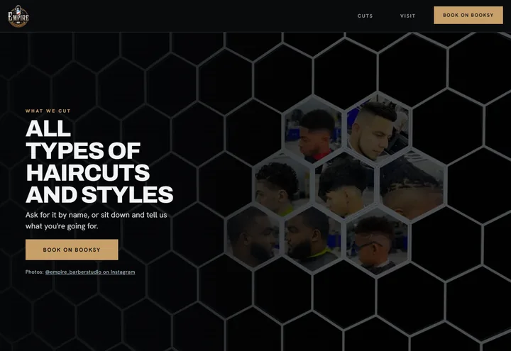 Empire Barber Studio, their cuts and styles: an example site made with PressUp
