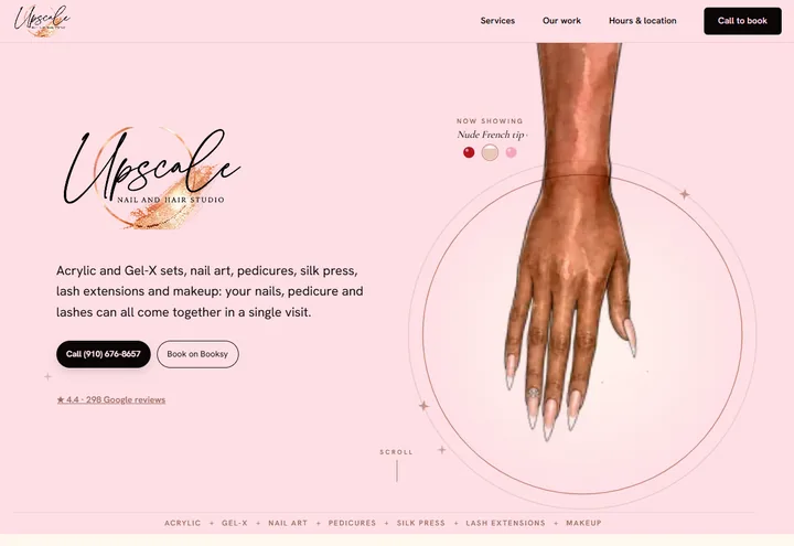 Upscale Nails & Hair Studio, a second design: an example site made with PressUp