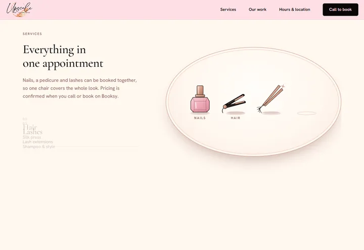 Upscale Nails & Hair Studio, everything in one visit: an example site made with PressUp